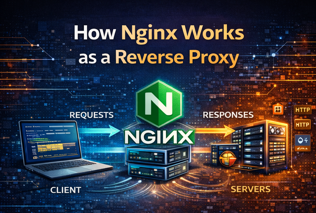 How Nginx works as a reverse proxy handling client requests and forwarding them to backend servers