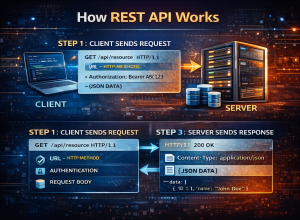 REST API request response flow explaining client server interaction